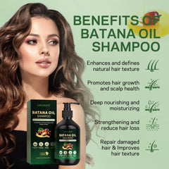AMOADO Batana Oil Shampoo ingredient closeup emphasizes rich conditioning.