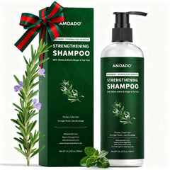 AMOADO Rosemary Hydrolyzed Keratin Shampoo bottle showing nourishing formula for healthier-looking hair
