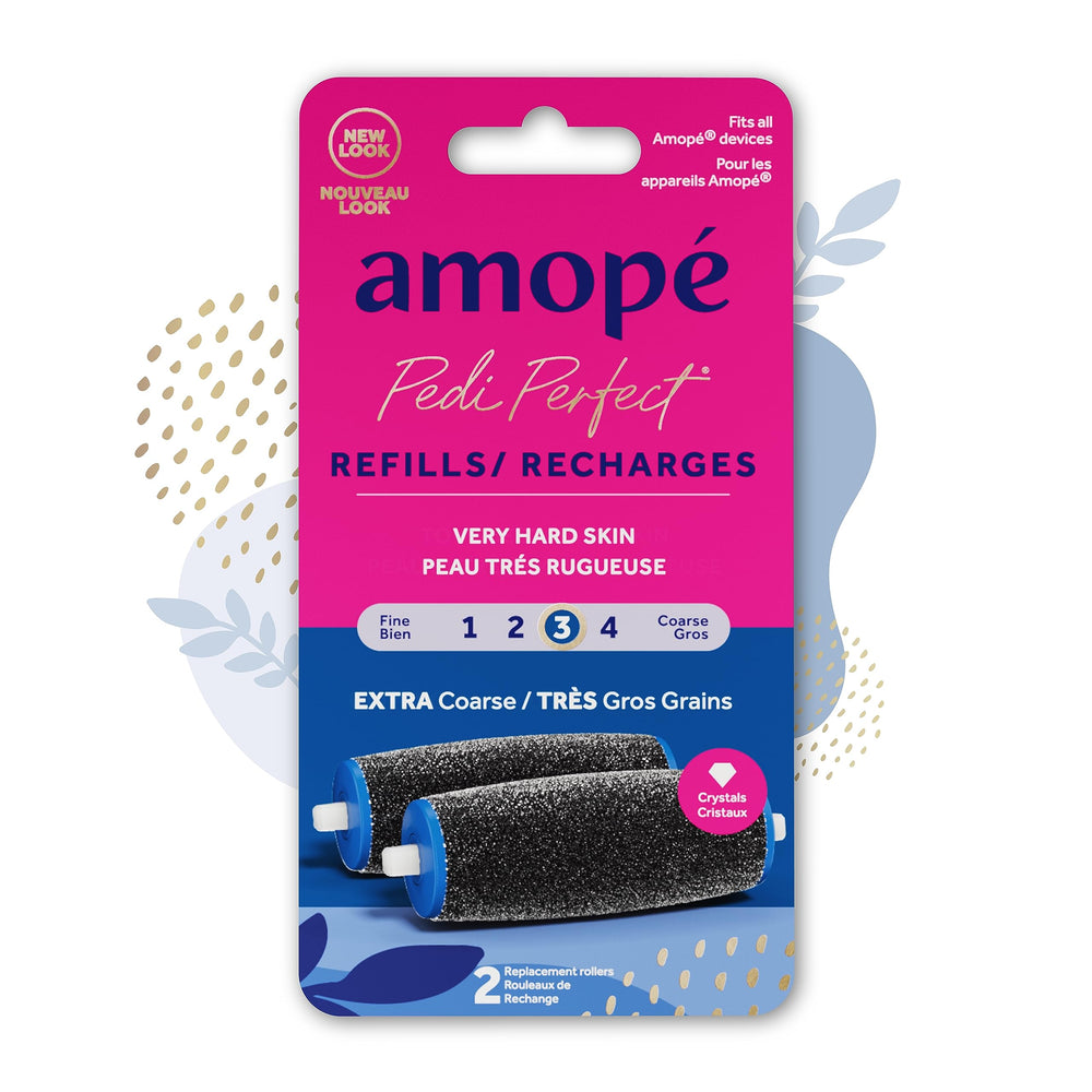 Amope Pedi Perfect foot file roller head ready to smooth hard skin at home.