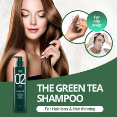AMOS PROFESSIONAL Green Tea Shampoo pour delivers a cooling, refreshing start to your wash.