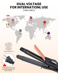 AmoVee dual voltage curling iron 1-inch side view highlights compact portable design.