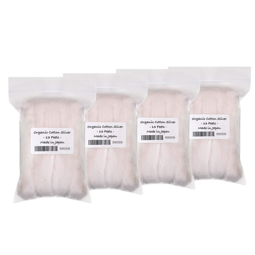 AMOZA Japanese organic cotton sliver 13-foot pack for versatile textile projects.