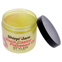 AmPro Shine-n-Jam hair application on edges for sleek, controlled styling.