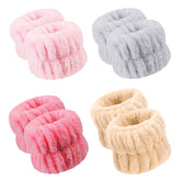 Amsomyin wrist bands four colors pack closeup showing microfiber absorption for face washing