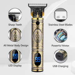 AMULISS professional hair clippers rear view with LED display for battery monitoring