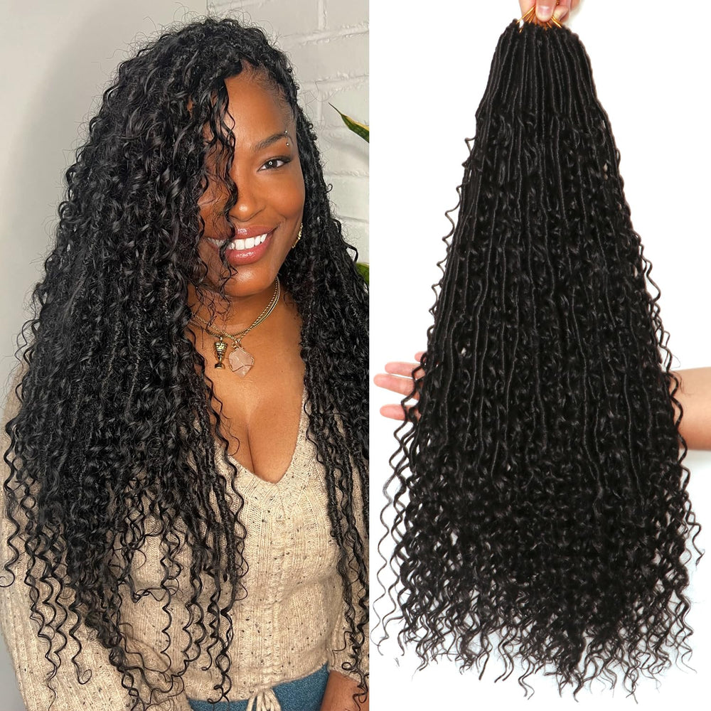 AMUMI Goddess Locs crochet hair 24inch pack8 full-head volume for natural, carefree style.