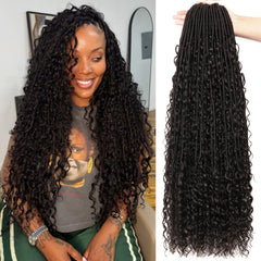 AMUMI Soft Boho Locs 30 inch pack8 prelooped roots for quick crochet installation.