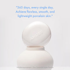 Amuse SEOUL Ceramic Skin Perfector porcelain finish shot highlights semi-matte radiance.