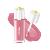 Amuse Seoul Daisy Flower Dew Tint bottle shows hydrating high-moisture formula for glossy lips.