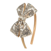 AmyDecor gold sequin bow headband front view for cheerful daily wear