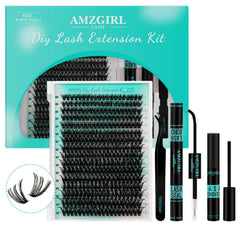 AMZGIRL LASH extension kit 320pcs laid out for easy DIY lash styling.