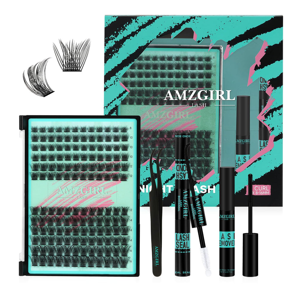 AMZGIRL LASH Midnight kit packaging shows portable set for home or travel and on-the-go beauty