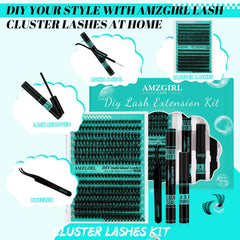 AMZGIRL LASH 60D and 80D lashes arranged by length for natural-looking DIY clusters