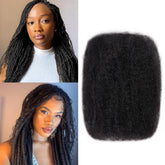 Amzluck Afro Kinky Bulk Hair packaging shows premium 100% human hair for versatile styling