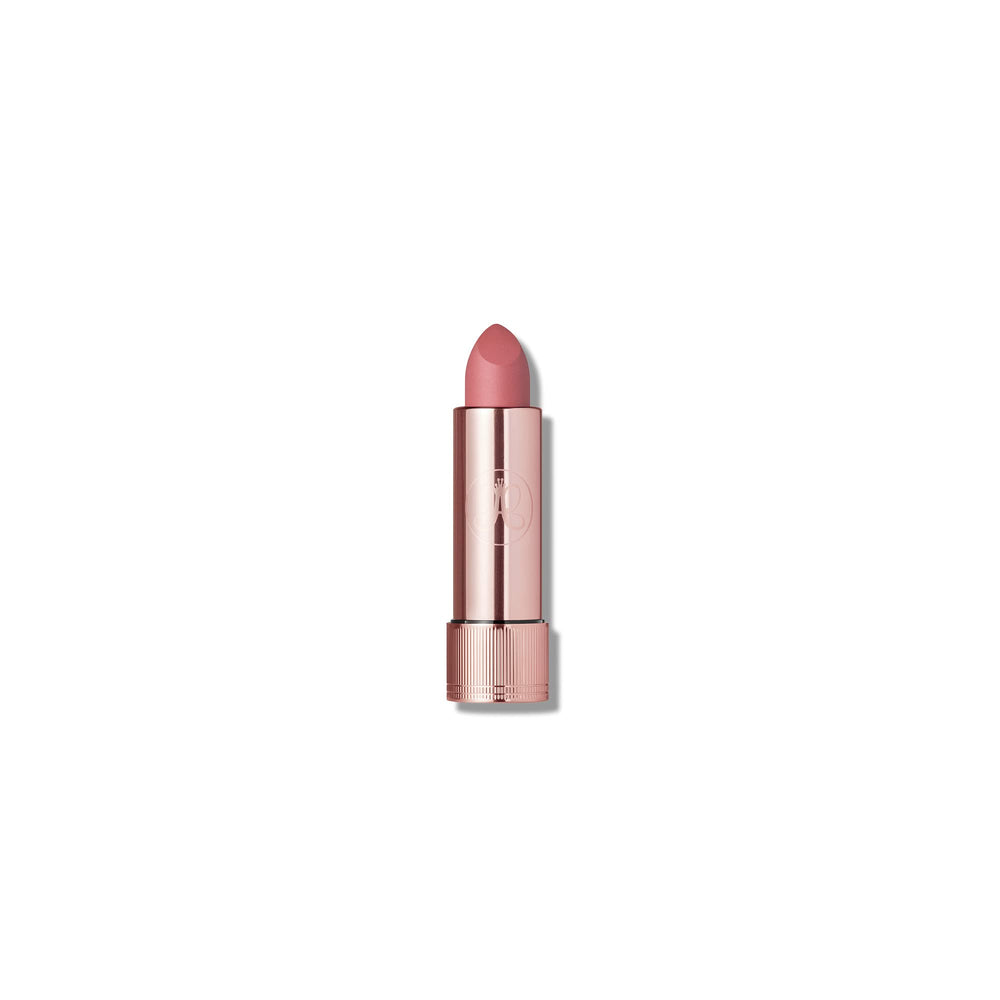 Anastasia Beverly Hills Matte Lipstick Hush Rose closeup showing rich color payoff