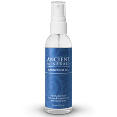 Ancient Minerals magnesium oil bottle-4oz for convenient daily topical magnesium application.