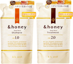&-honey Deep Moist Shampoo bottle close-up highlighting hydrating formula for dry hair