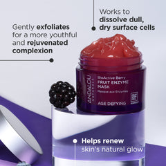 Andalou Naturals berry enzyme mask spread on hand demonstrating gentle enzymatic application.