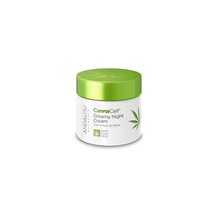Andalou Naturals CannaCell Dreamy Night Cream jar close-up for rich overnight hydration