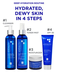 Andalou Naturals Deep Hydration Cream with hyaluronic acid illustration of plumping hydration.