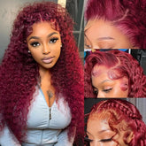 Andria 13x4 HD lace front wig in wine red with deep wave for glamorous volume