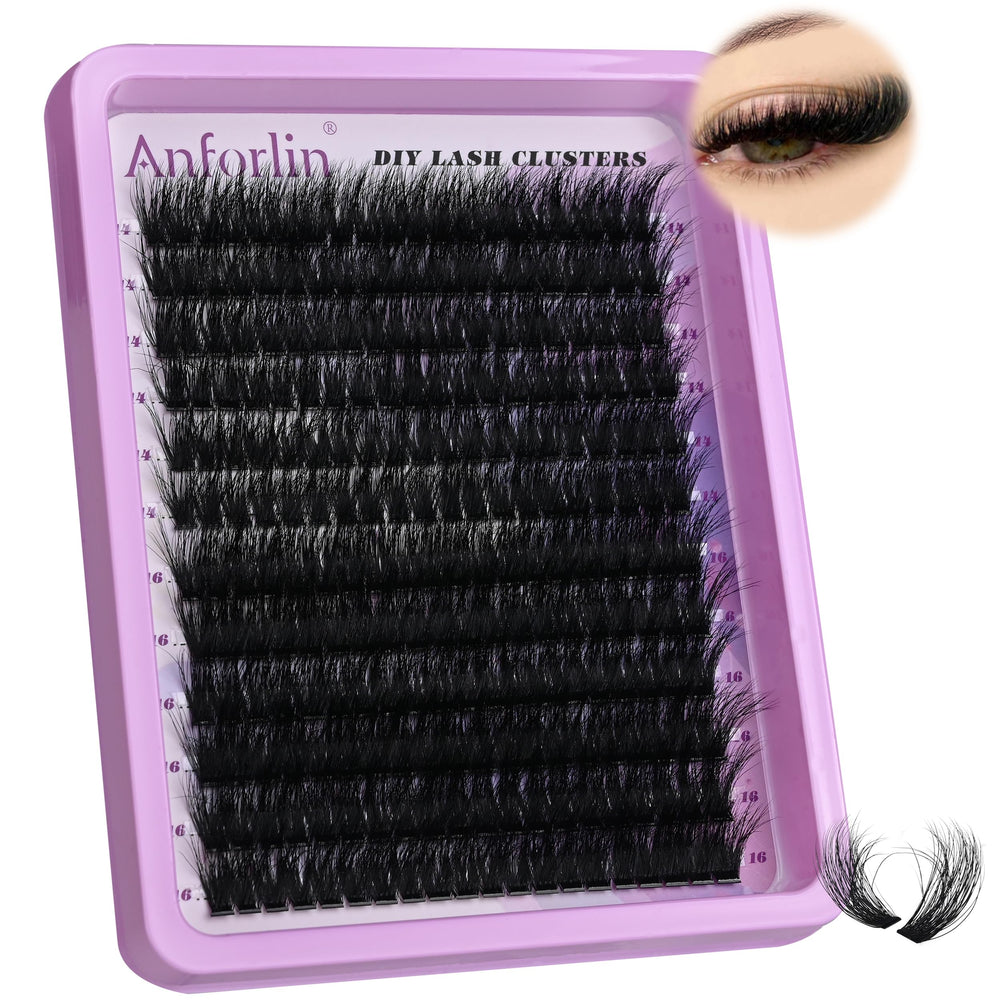 Anforlin Lash Clusters 14-16mm pack promotes versatile daily looks with natural blending.