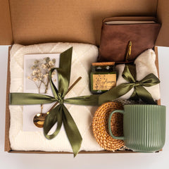 Anforsun luxury care package ingredients displayed for a calming at-home spa moment.