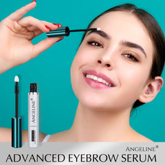Angeline Premium Eyebrow Serum brush application demonstrating precise use for fuller brows.