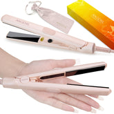 Angenil ultra mini flat iron ceramic-plates delivers smooth, frizz-free results on short hair.