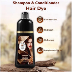 AngeRose wine-red dye application on strands shows quick gray coverage in minutes.