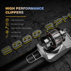 AngFan 8000rpm motor clipper front angle for powerful, smooth cuts.