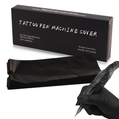 Anghie tattoo machine covers box packaging in black, showing durable 200-piece set for thicker machines.
