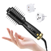 ANGILALA dual voltage mini hair dryer brush for travel-ready styling anywhere.