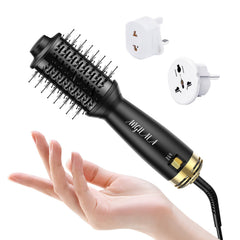 ANGILALA dual voltage mini hair dryer brush for travel-ready styling anywhere.