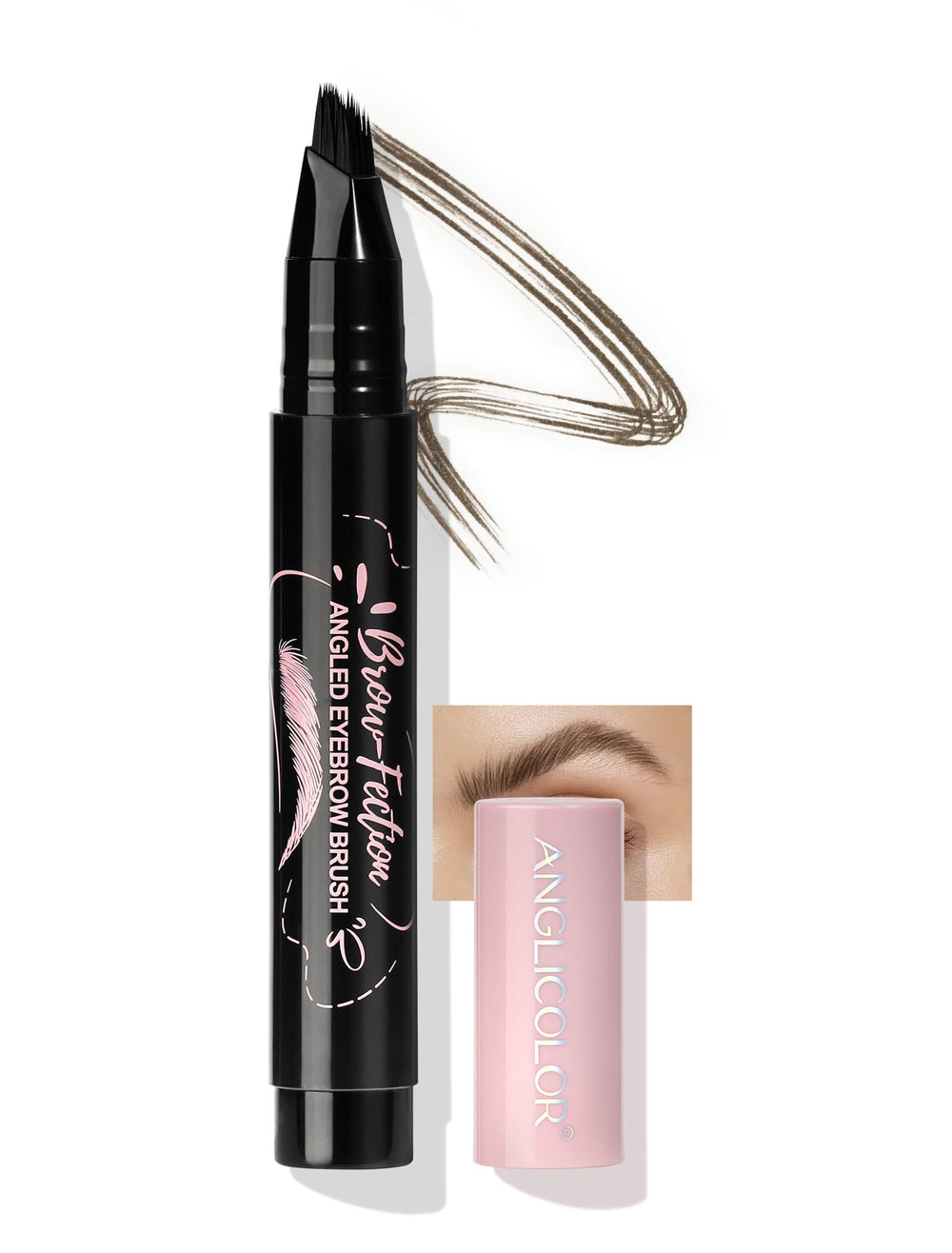 Anglicolor Eyebrow Pen dual brush-tip for natural hair-like strokes.