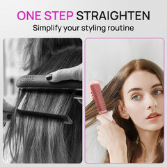 ANIEKIN 3-in-1 steam straightener brush 3D-teeth closeup for snag-free, gentle styling.