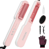 ANIEKIN 3-in-1 steam straightener brush front view for smooth, frizz-free styling.
