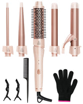 ANIEKIN 5in1 curling iron set with 1.25-inch iron for versatile styling on the go.