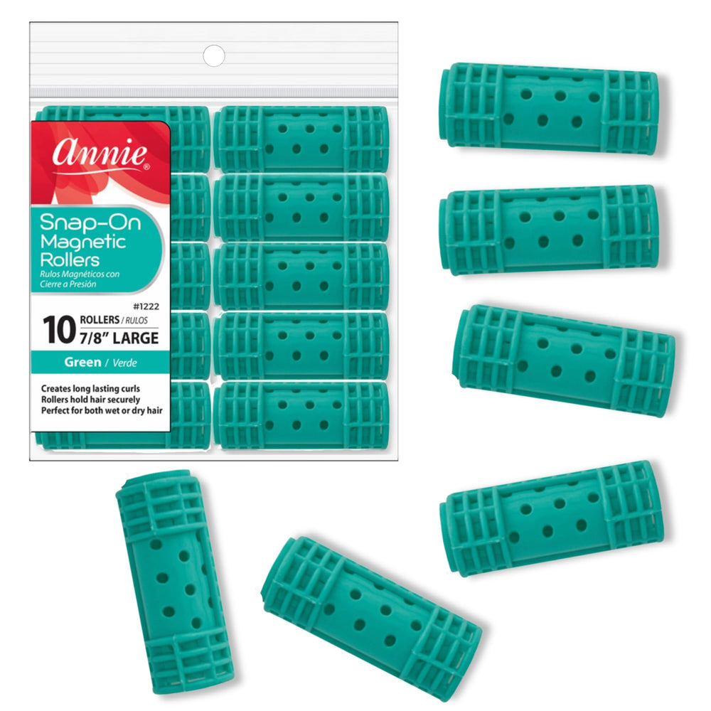 Annie rodillos magnéticos 7-8 pulgadas con cierre tipo tapa para fijación segura.