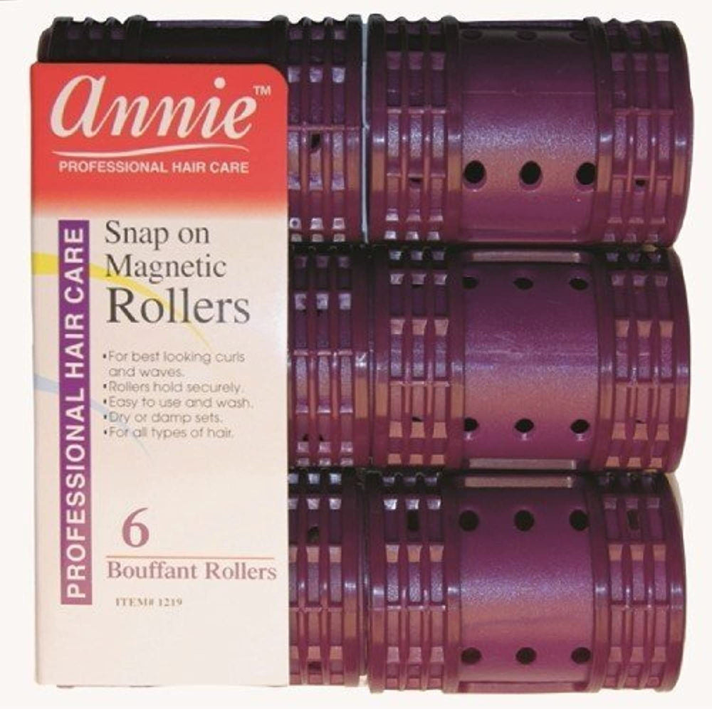 Annie Snap-On Magnetic Rollers closeup curls show easy-to-use styling for all hair types.