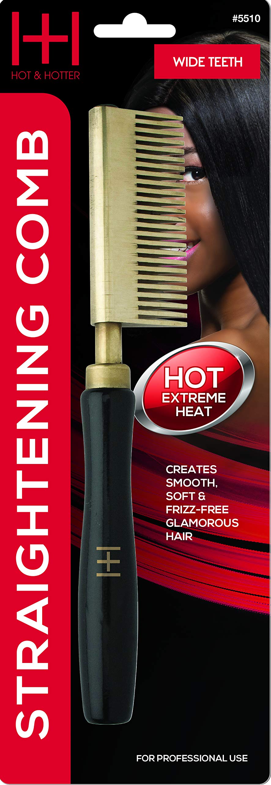 Annie Straightening Comb wide-teeth front view for easy detangling and styling