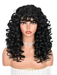 ANNISOUL black curly wig long bangs for daily wear with added volume
