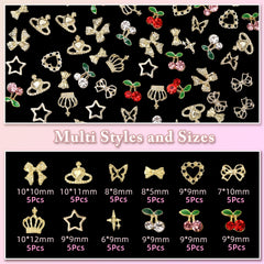Anower 3D gold nail charms add luxurious shine to personalized designs.