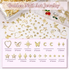 Anower multi-shape gold nail charms offer versatile decorating options.