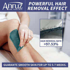 Four bags of ANRUZ wax beads featuring natural ingredients for sensitive skin.