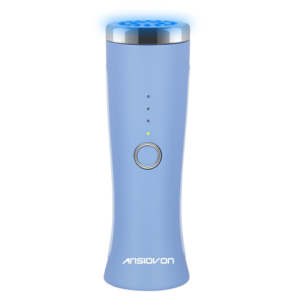 ANSIOVON blue light therapy wand on the face for acne support