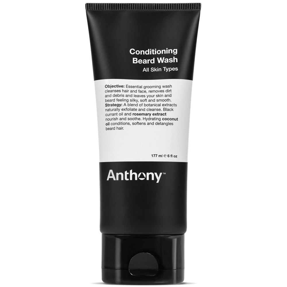Anthony Conditioning Beard Wash bottle showing hydrating formula for softer beard