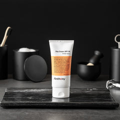 Anthony Day Cream SPF 30 bottle open reveals quick absorbing moisturizer