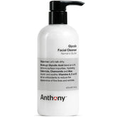 Anthony Glycolic Facial Cleanser bottle pour for daily exfoliation and shave prep.
