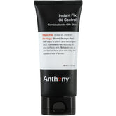 Anthony Instant Fix bottle closeup shows oil absorption for a matte finish.